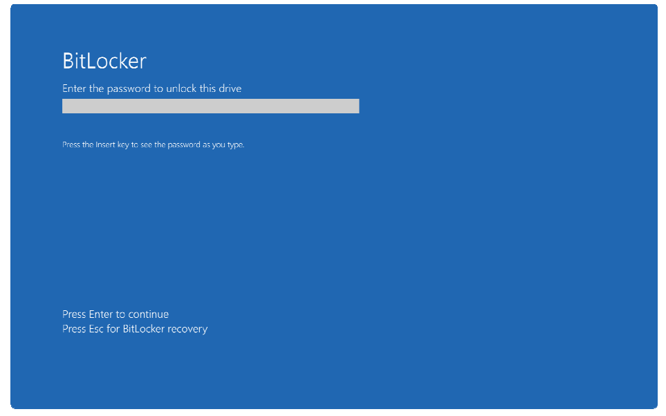 Evidência: BitLocker ativo com senha para desbloqueio da unidade