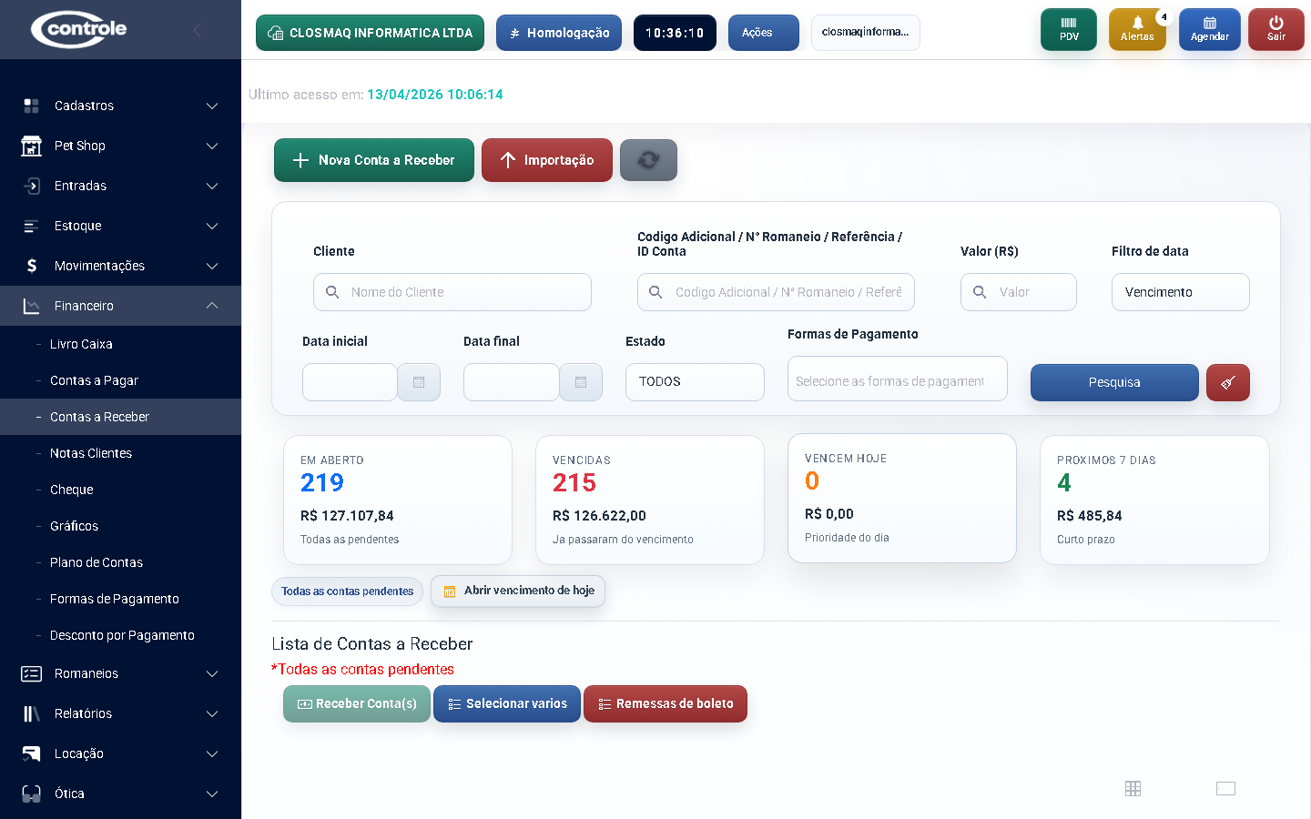 Contas a Receber CControle