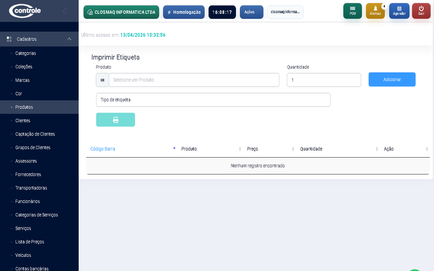 Etiquetas para produtos de vestuário