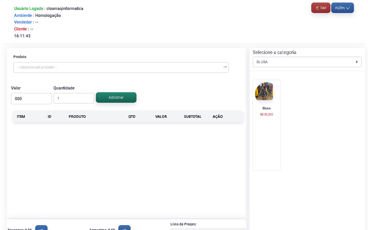 PDV visual com produto de moda